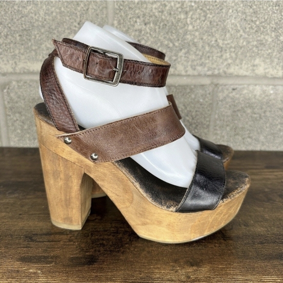 SOLD NEW BedStu Marilyn Teak Rustic Leather Platform Sandals sz 10 Boho - Picture 7 of 11